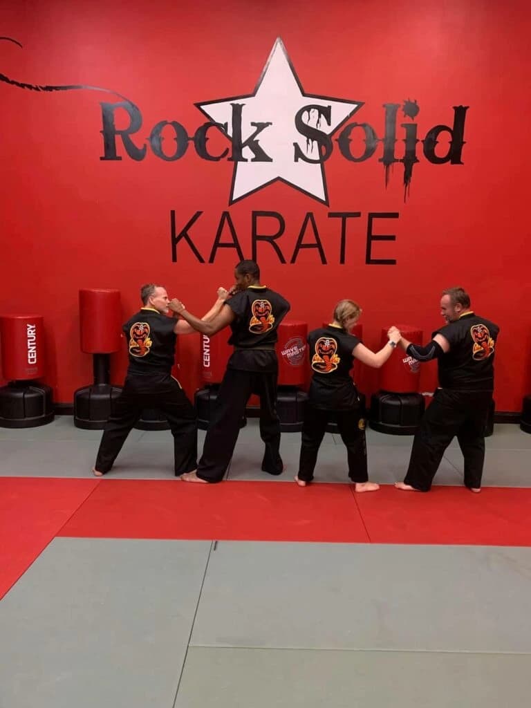 Martial arts students training